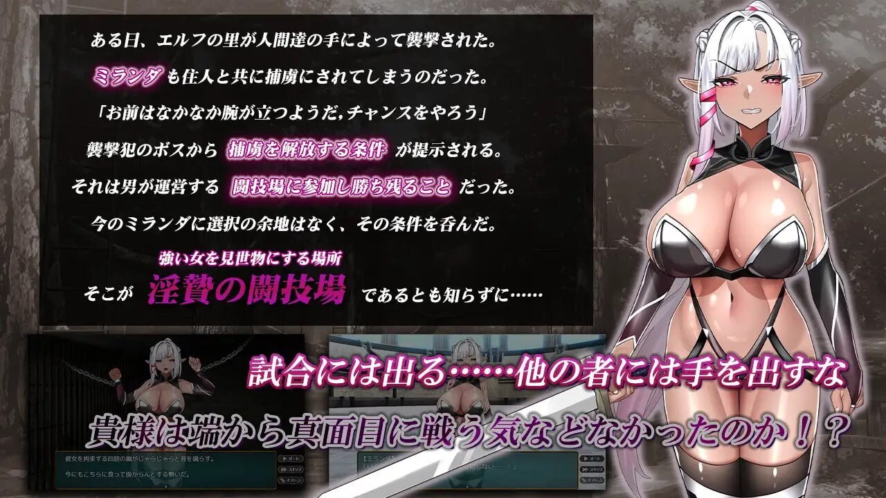 [日式SLG/动态/战斗H/新作/PC] 淫祭的斗技场 -黑暗精灵剑士米兰达-淫贄(いけにえ)の闘技場 -ダークエルフの剣士ミランダ-AI汉化 [600M/FM-第2张-游戏-飞雪ACG